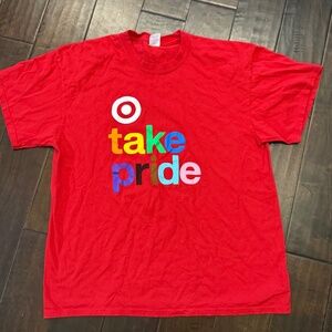 Target Store TAKE PRIDE X-LARGE Employee Uniform Tee Shirt Bullseye Red LGBTQ+
